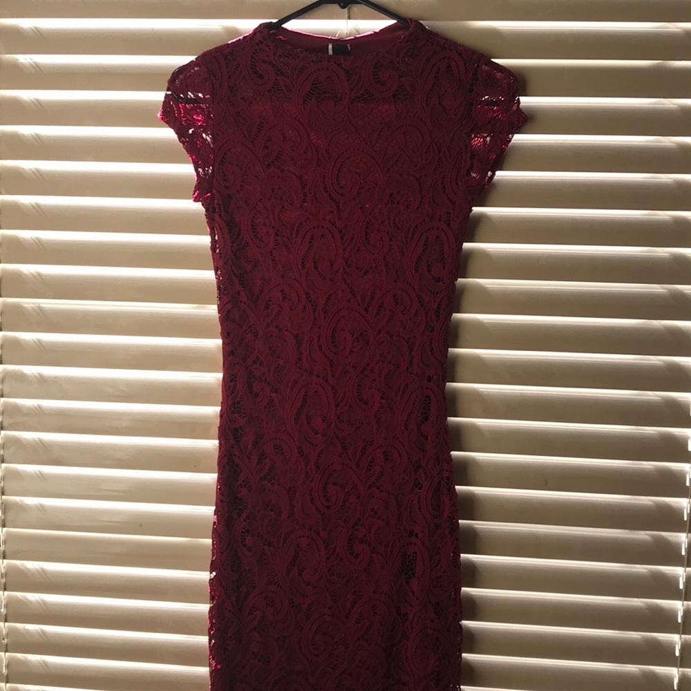 Burgundy cap sleeve dress